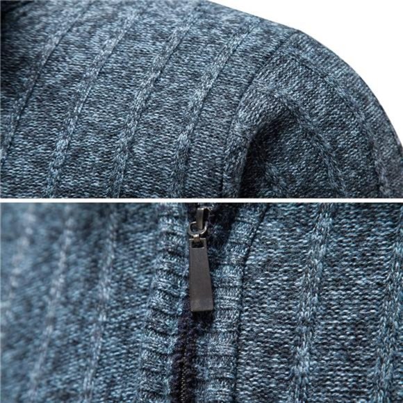 Quarter‎ Zip Sweater Men's Pullover Sweaters Knit Long Sleeve Sweater Men - Picture 6 of 7